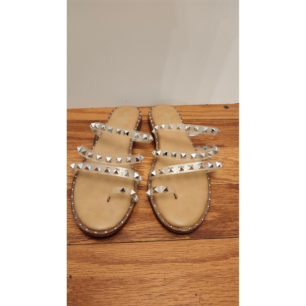 Sincerely Jules Studded‎ Slide Sandals Women's 9.5 Beige Flat Slip On Summer